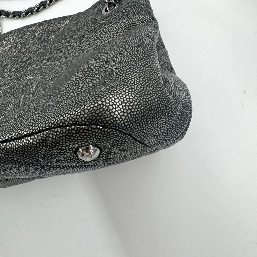 Chanel Metallic Silver Gray Grey Quilted Caviar Timeless Tote SHW Series 14
